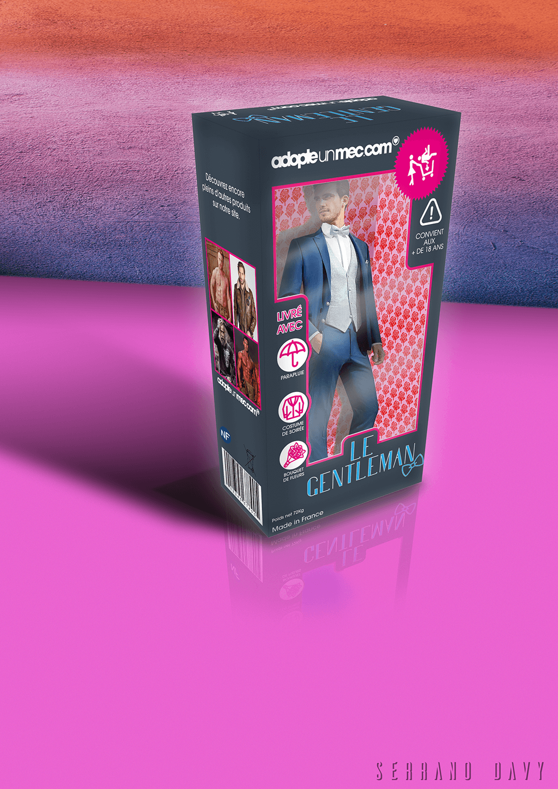 Photomontage du packaging adopte un mec